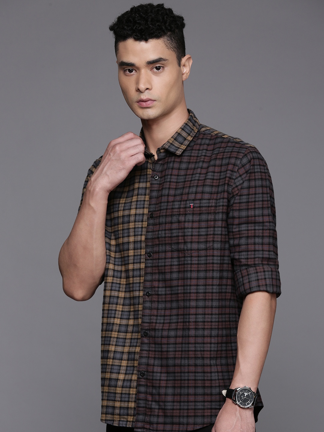 

Louis Philippe Jeans Slim Fit Opaque Checked Casual Shirt, Multi