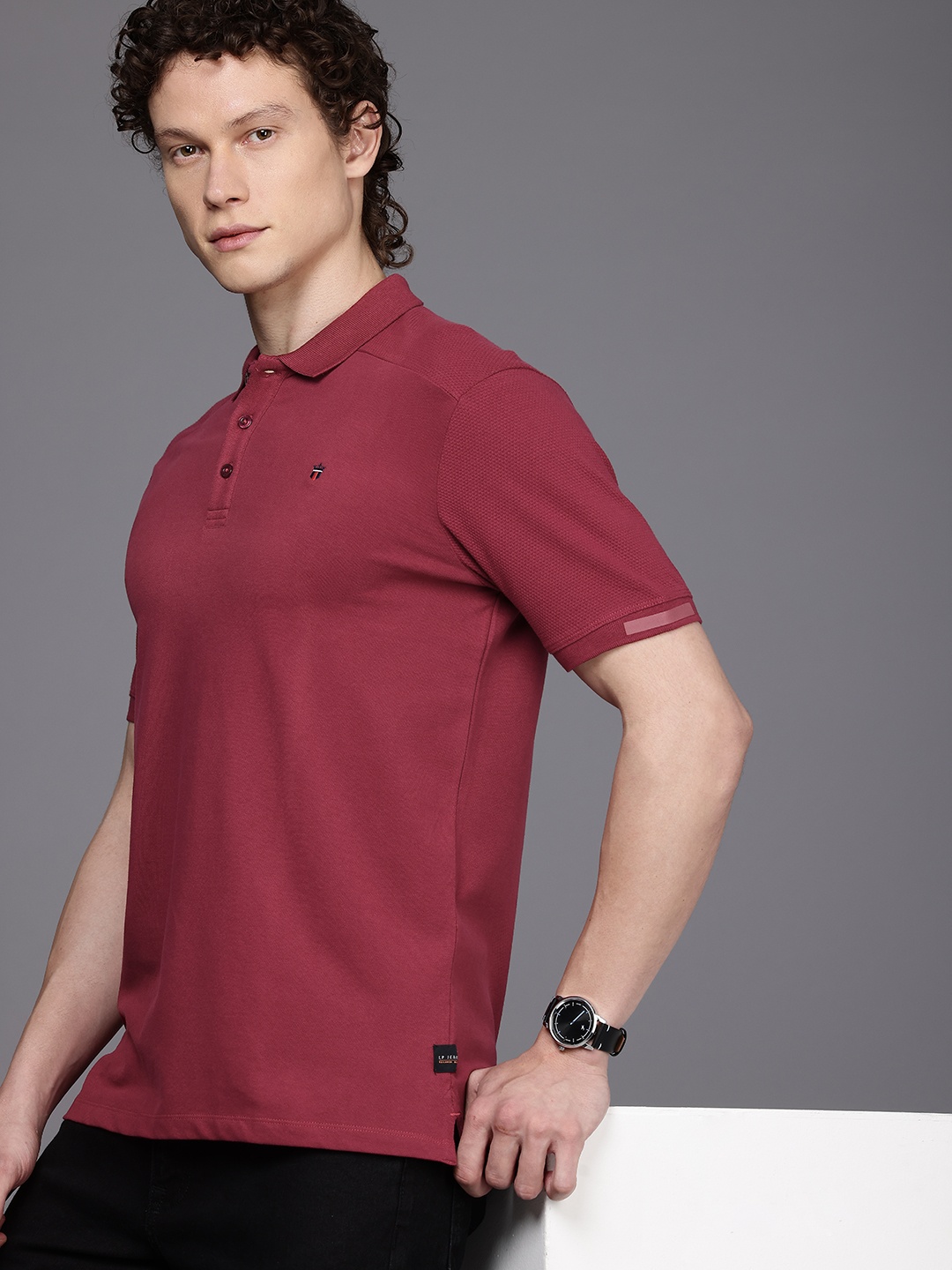 

Louis Philippe Jeans Men Polo Collar Slim Fit T-shirt, Maroon