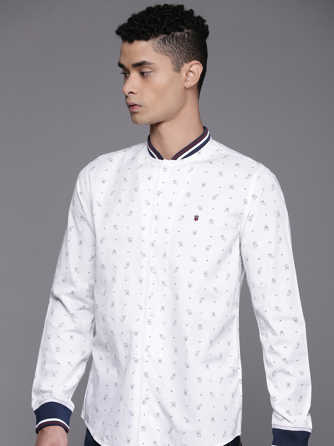 

Louis Philippe Jeans Pure Cotton Slim Fit Opaque Printed Casual Shirt, White