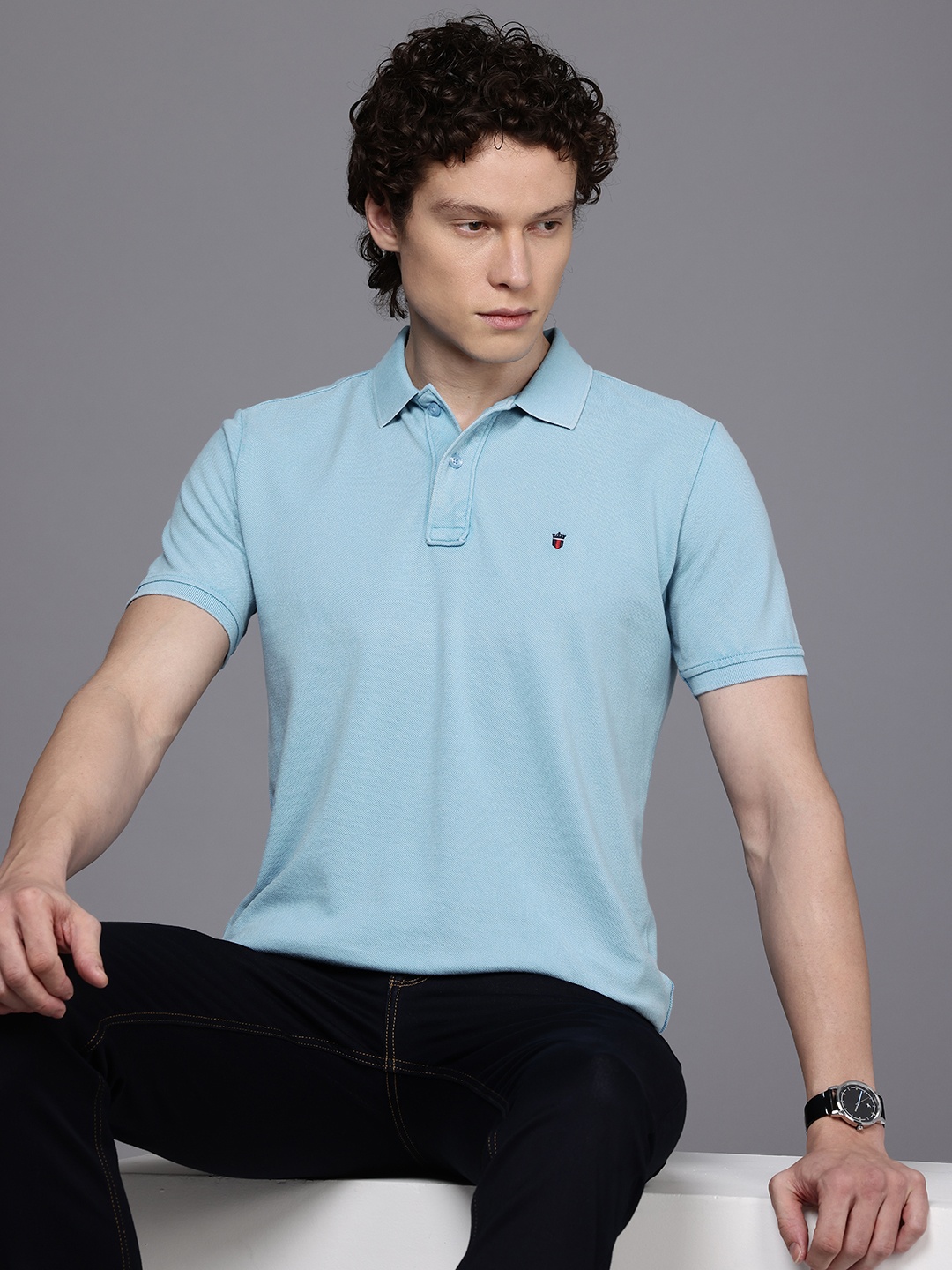 

Louis Philippe Jeans Polo Collar Pure Cotton Slim Fit T-shirt, Blue