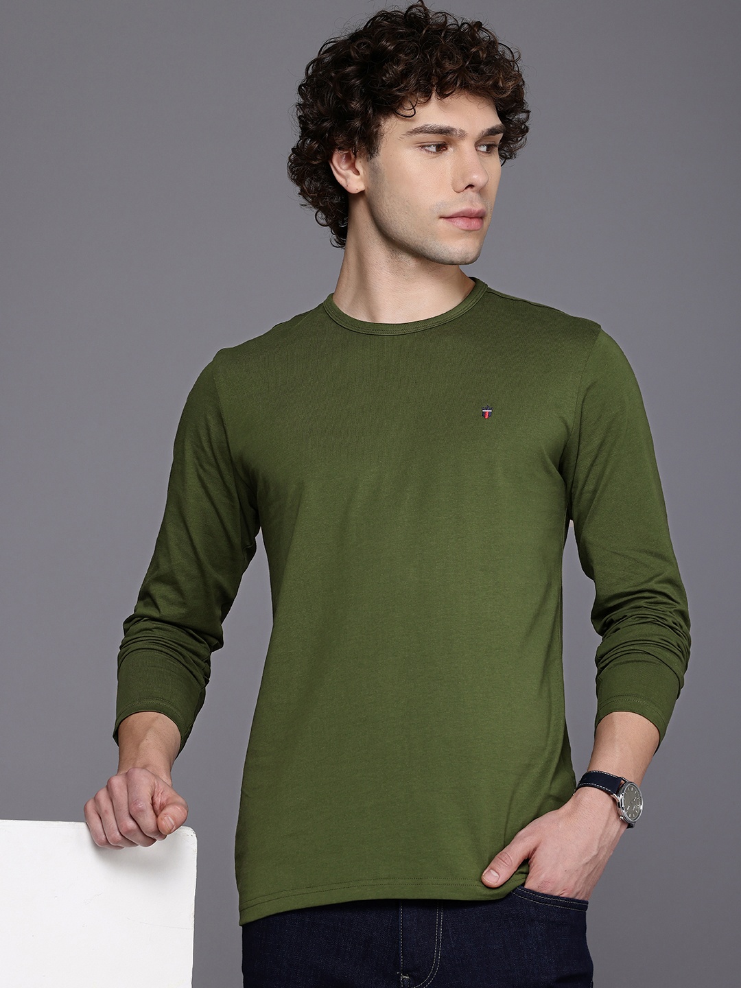 

Louis Philippe Jeans Long Sleeves Pure Cotton Slim Fit T-shirt, Green