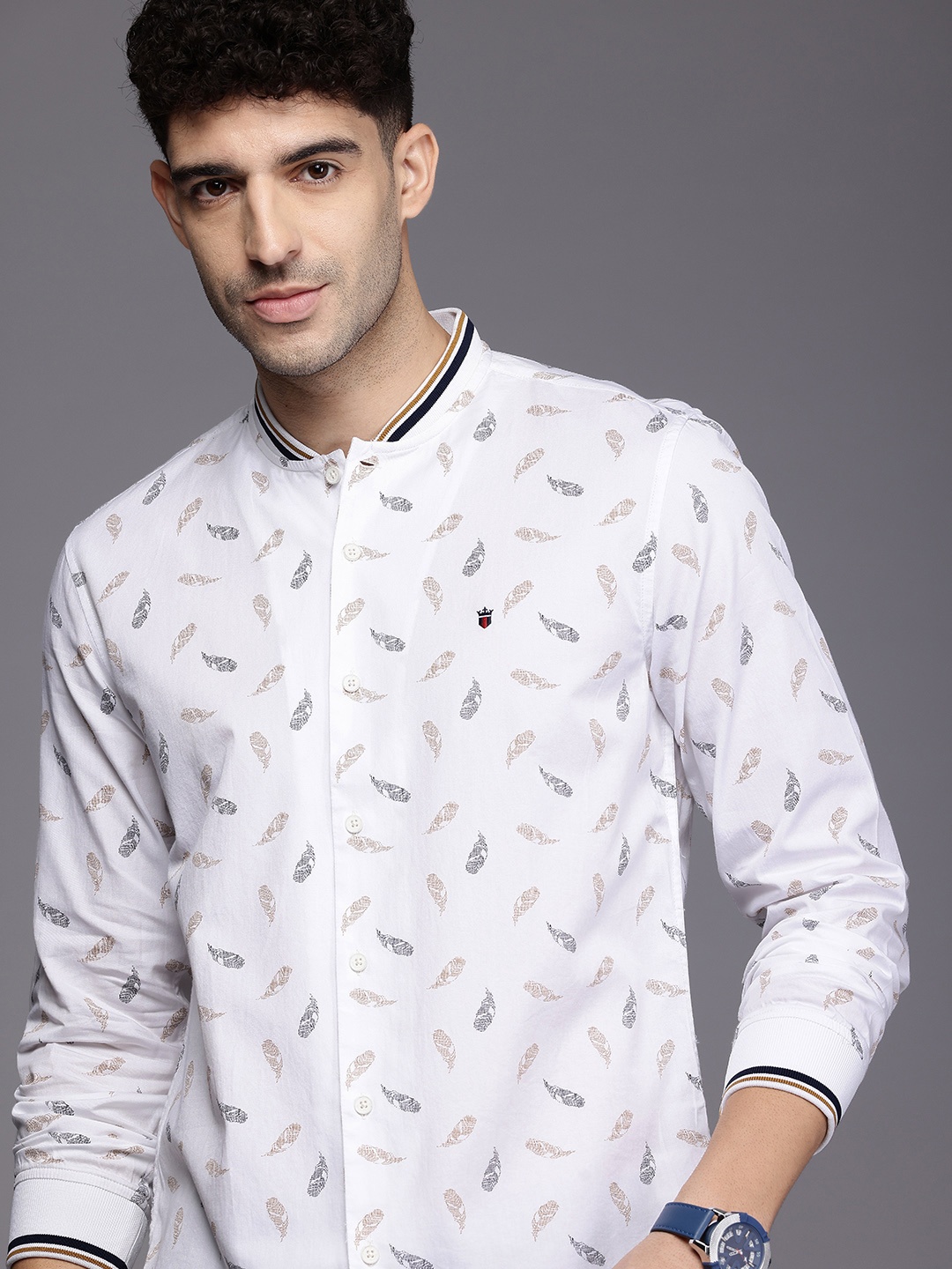 

Louis Philippe Jeans Super Slim Fit Printed Pure Cotton Casual Shirt, White