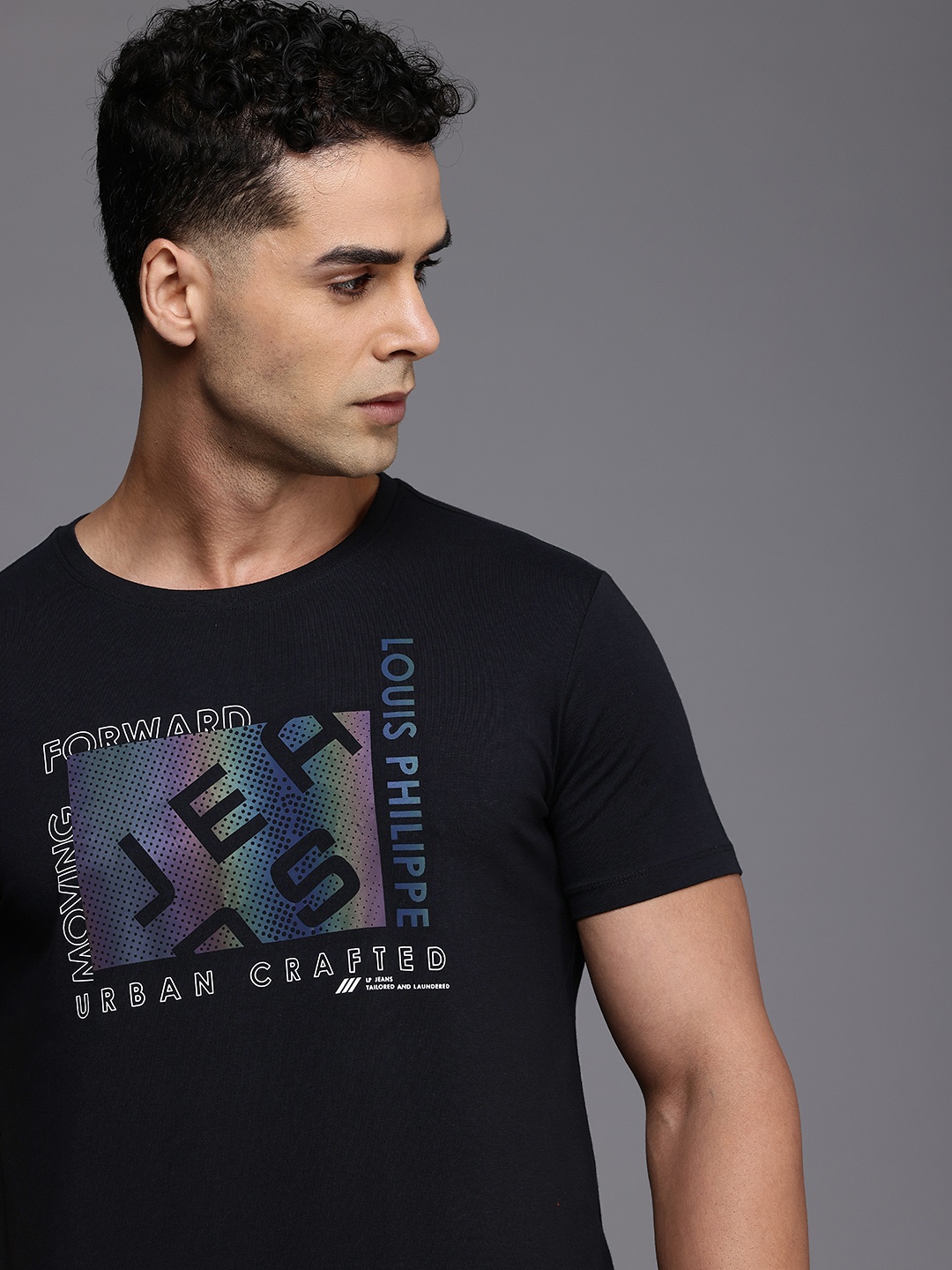 

Louis Philippe Jeans Printed Slim Fit T-shirt, Black