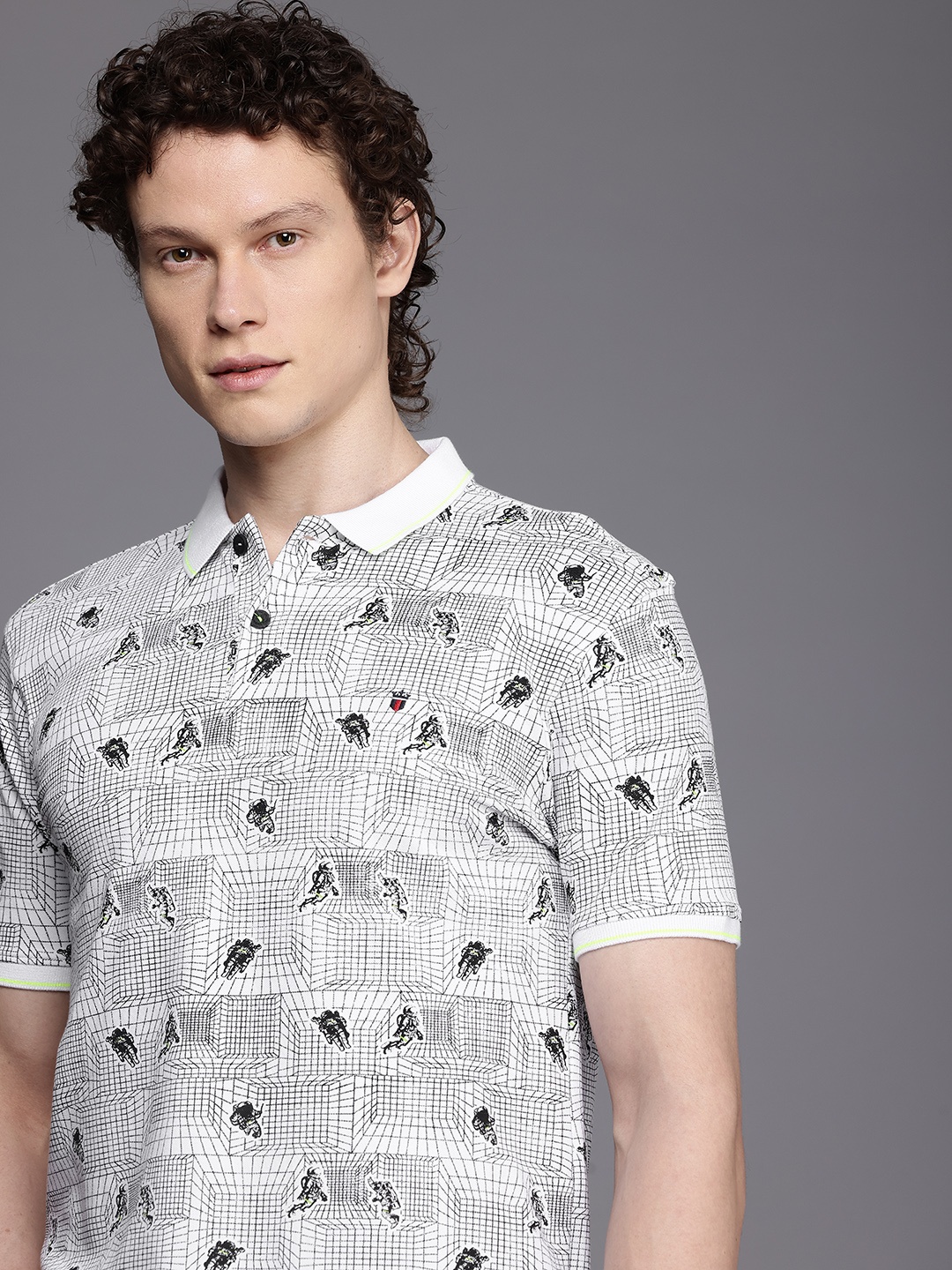 

Louis Philippe Jeans Printed Polo Collar Slim Fit T-shirt, White