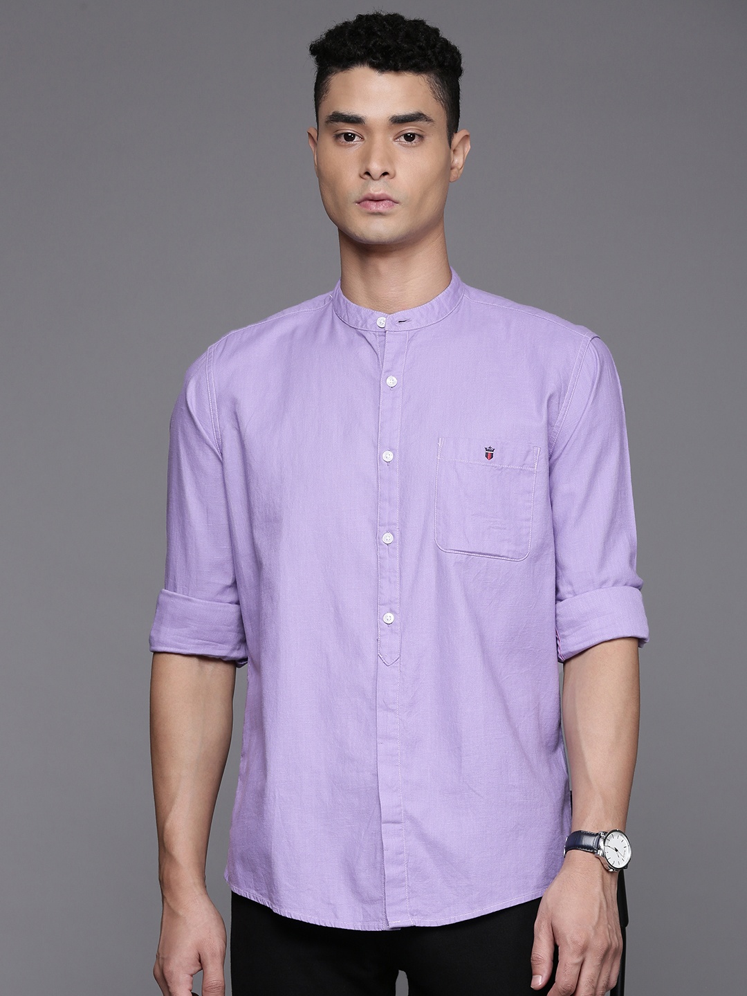 

Louis Philippe Jeans Slim Fit Opaque Pure Cotton Casual Shirt, Purple