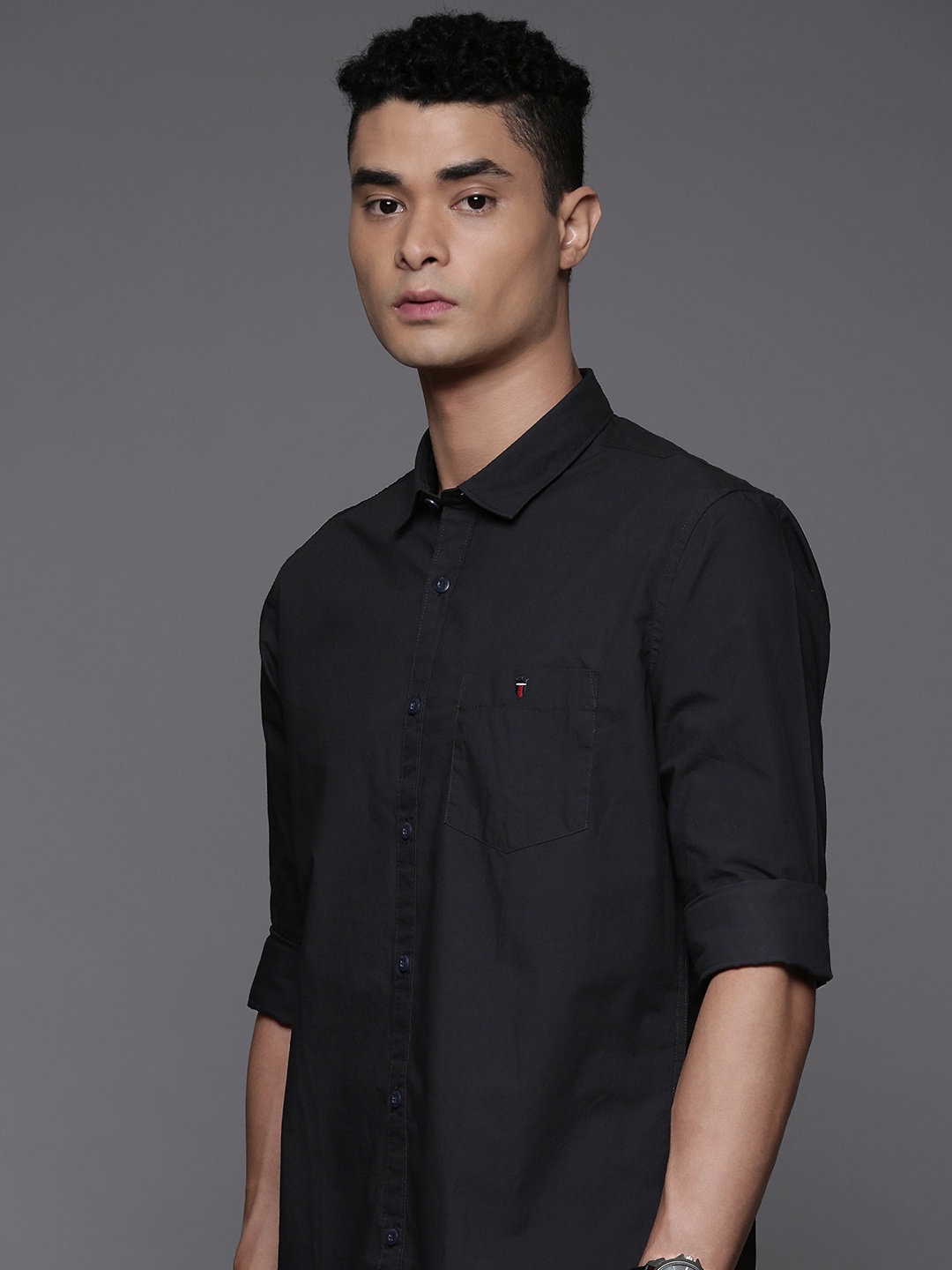 

Louis Philippe Jeans Pure Cotton Slim Fit Casual Shirt, Black