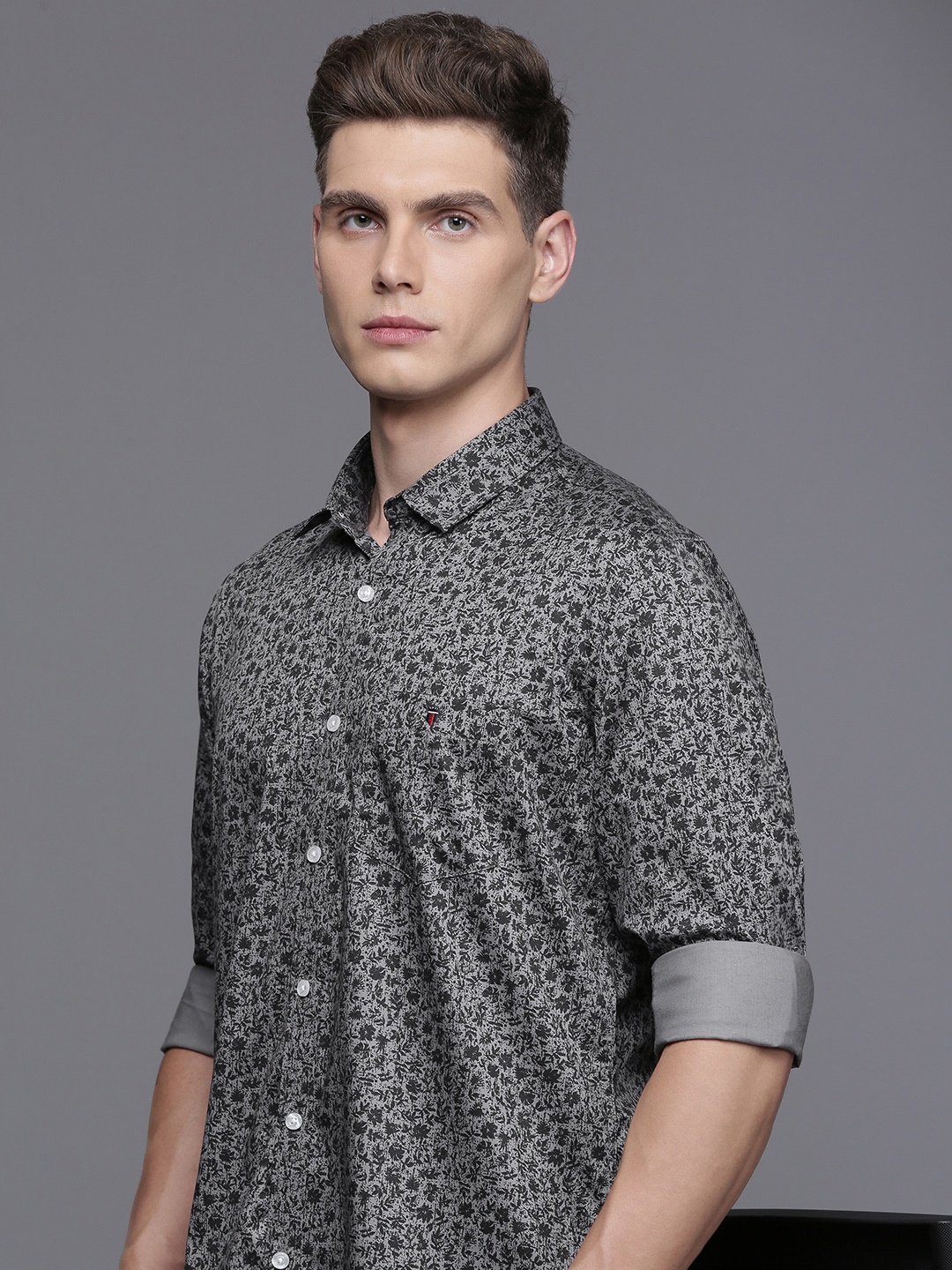 

Louis Philippe Jeans Floral Printed Slim Fit Opaque Casual Shirt, Grey