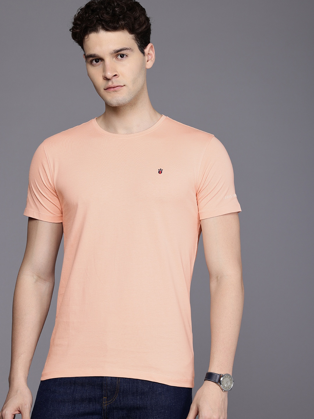 

Louis Philippe Jeans Pure Cotton Slim Fit T-shirt, Peach