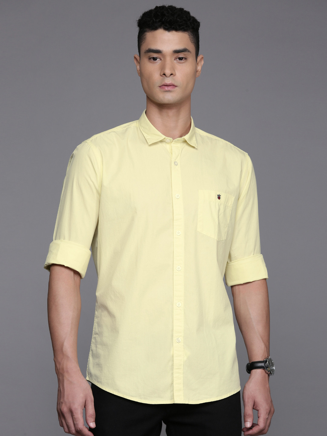 

Louis Philippe Jeans Solid Slim Fit Pure Cotton Casual Shirt, Yellow
