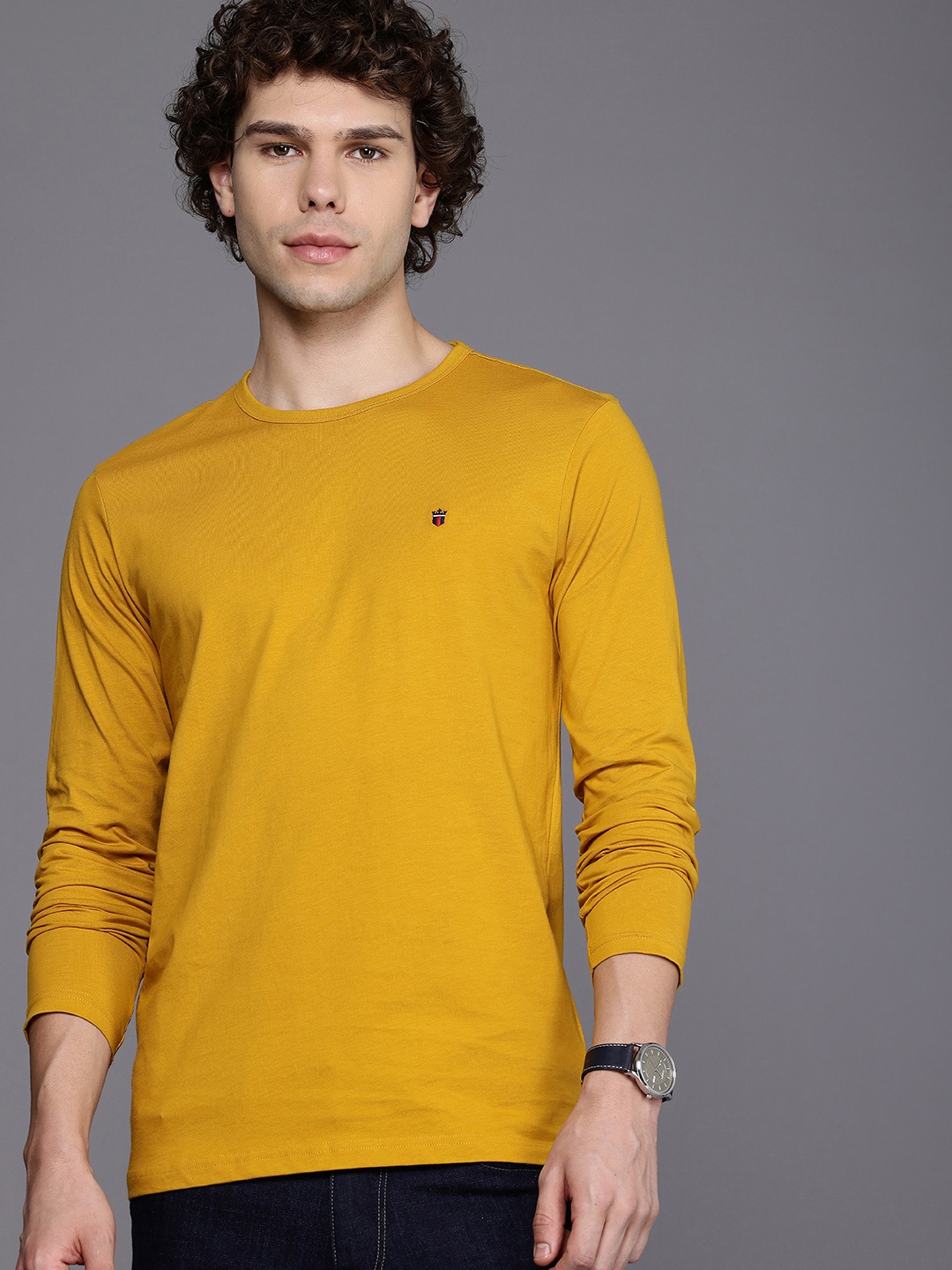 

Louis Philippe Jeans Long Sleeves Pure Cotton Slim Fit T-shirt, Mustard