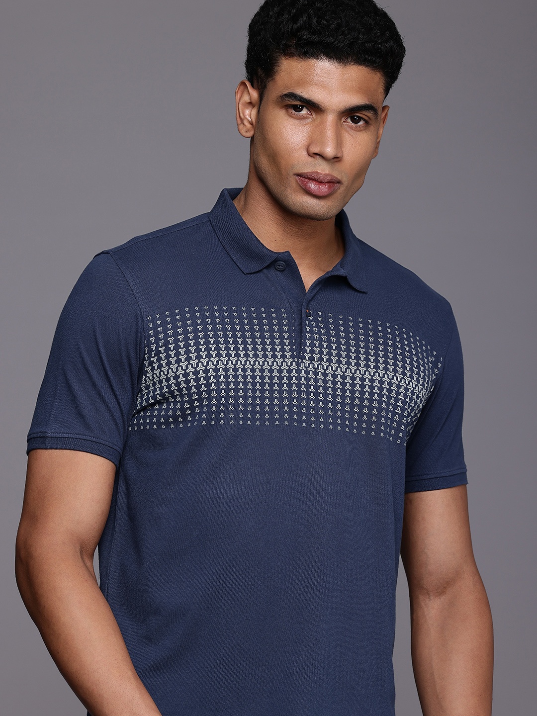 

Louis Philippe Jeans Printed Polo Collar Slim Fit T-shirt, Navy blue