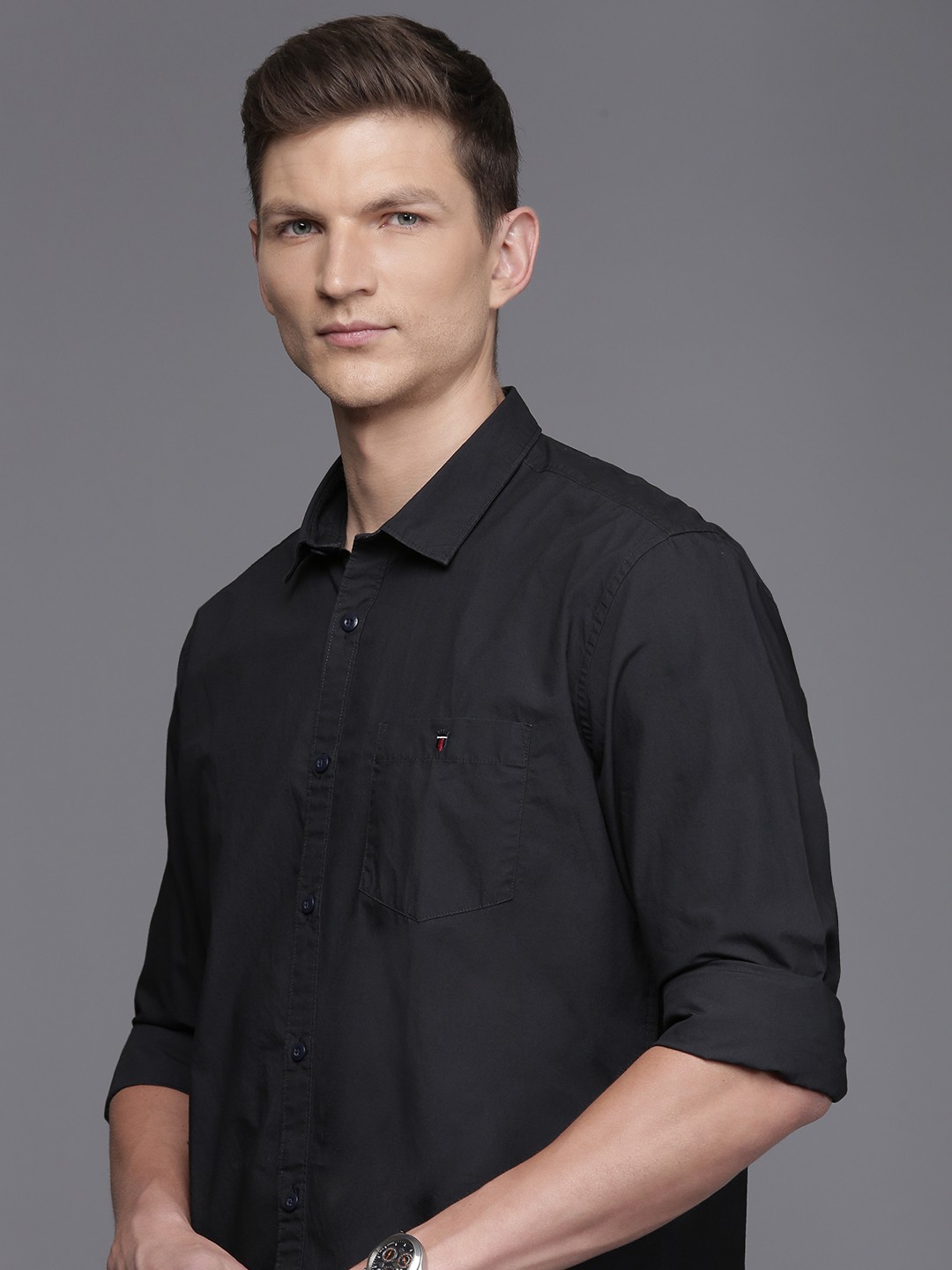 

Louis Philippe Jeans Slim Fit Pure Cotton Casual Shirt, Black