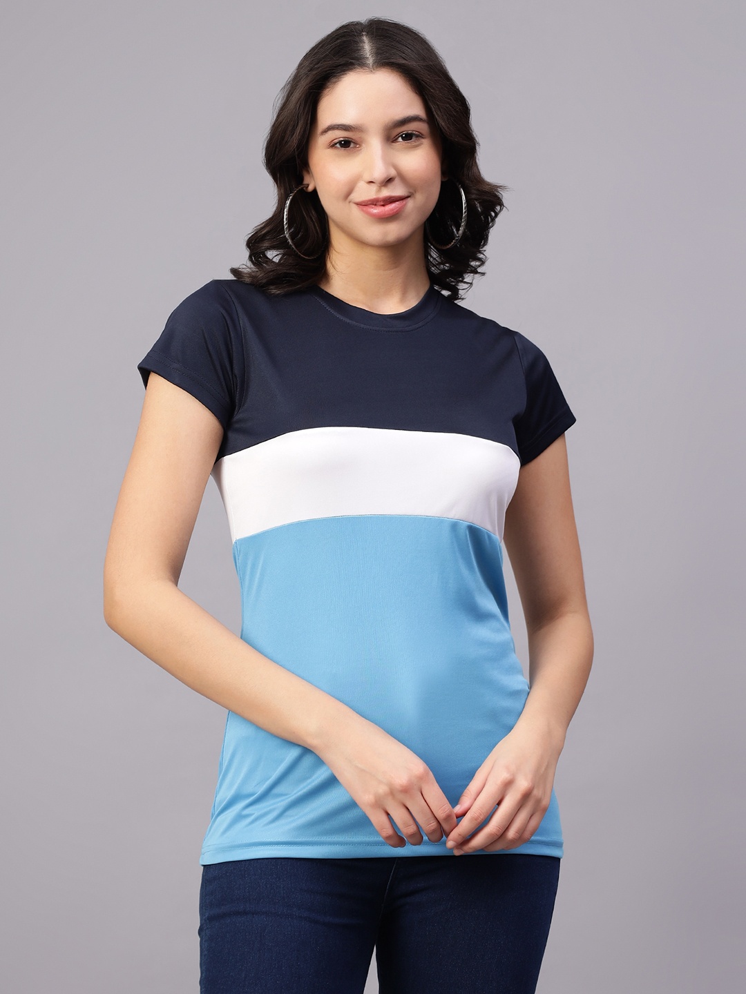 

DIAZ Colourblocked Round Neck Cotton T-shirt, White