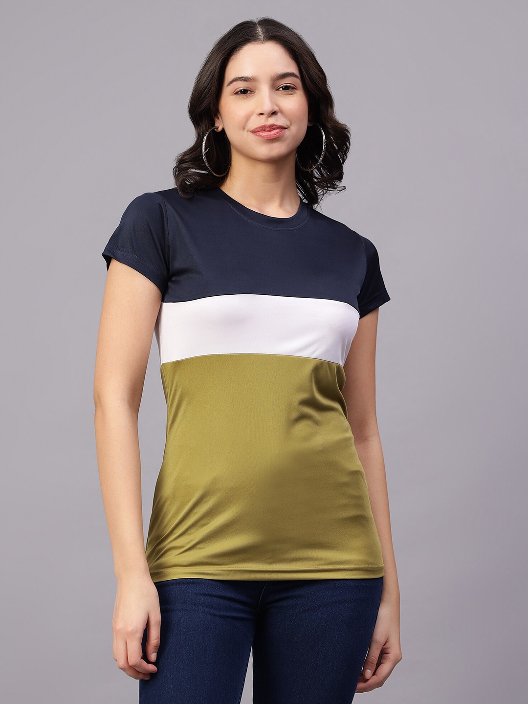 

DIAZ Colourblocked Round Neck Short Sleeves Cotton T-shirt, Black