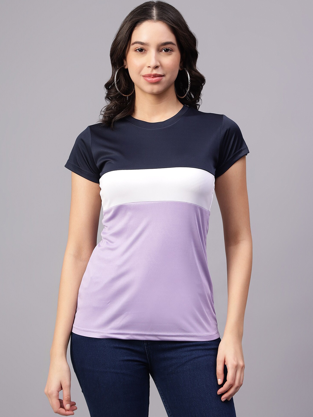 

DIAZ Colourblocked Round Neck Short Sleeves Cotton T-shirt, Black