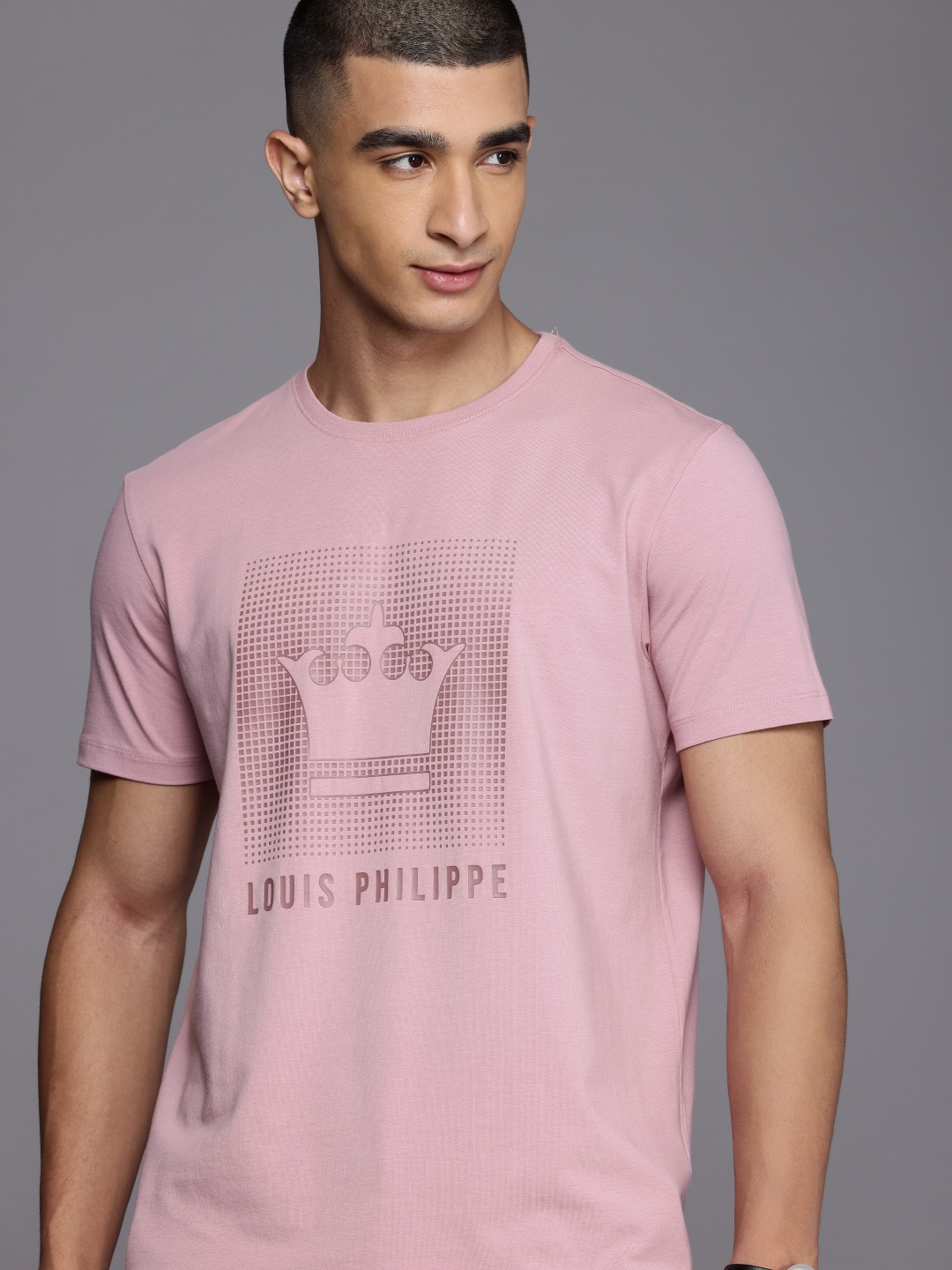 

Louis Philippe Ath.Work Brand Logo Printed Slim Fit T-shirt, Mauve