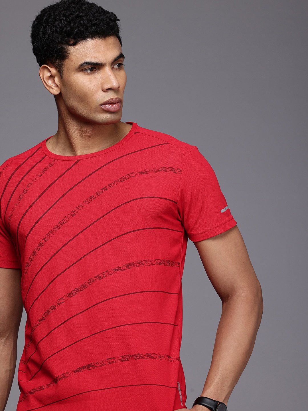 

Louis Philippe Ath.Work Striped Slim Fit T-shirt, Red