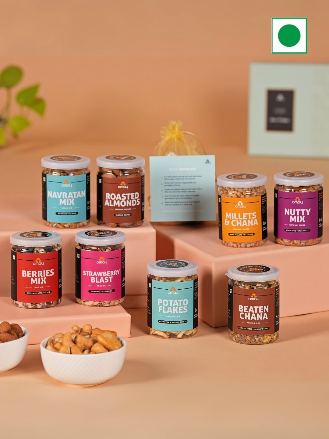 

Omay Foods Variety Grow Kit Mother's Day Gift Box, Blue