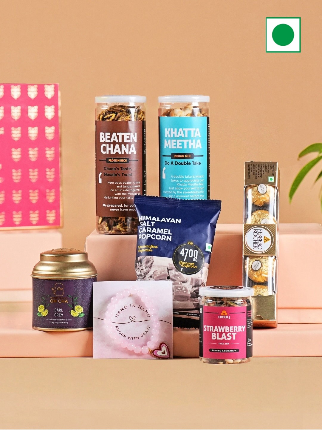 

Omay Foods Set Of 8 Snack & Snuggle Mother's Day Gift Box, Pink