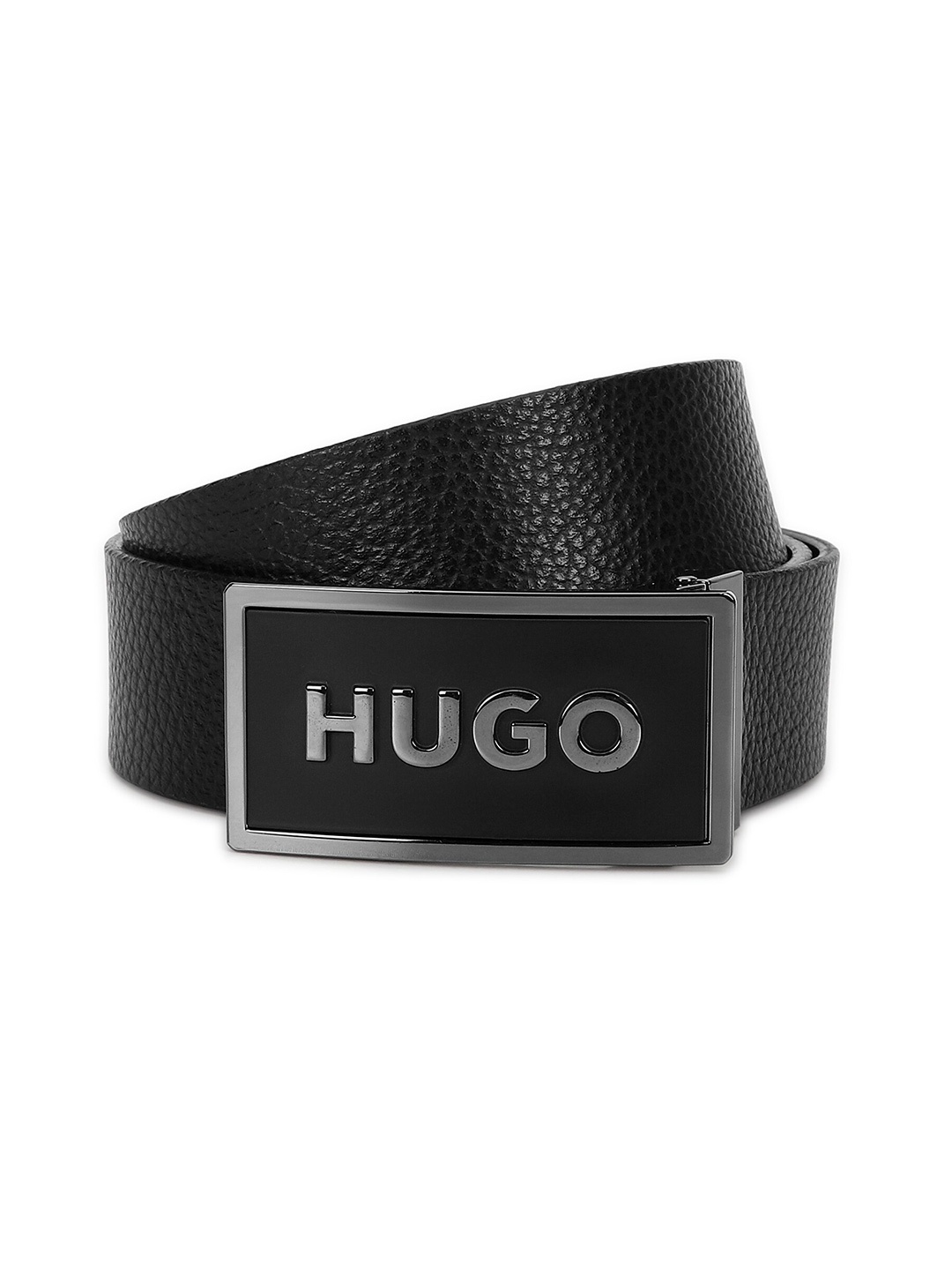 

HUGO Men Textured Leather Belt, Black