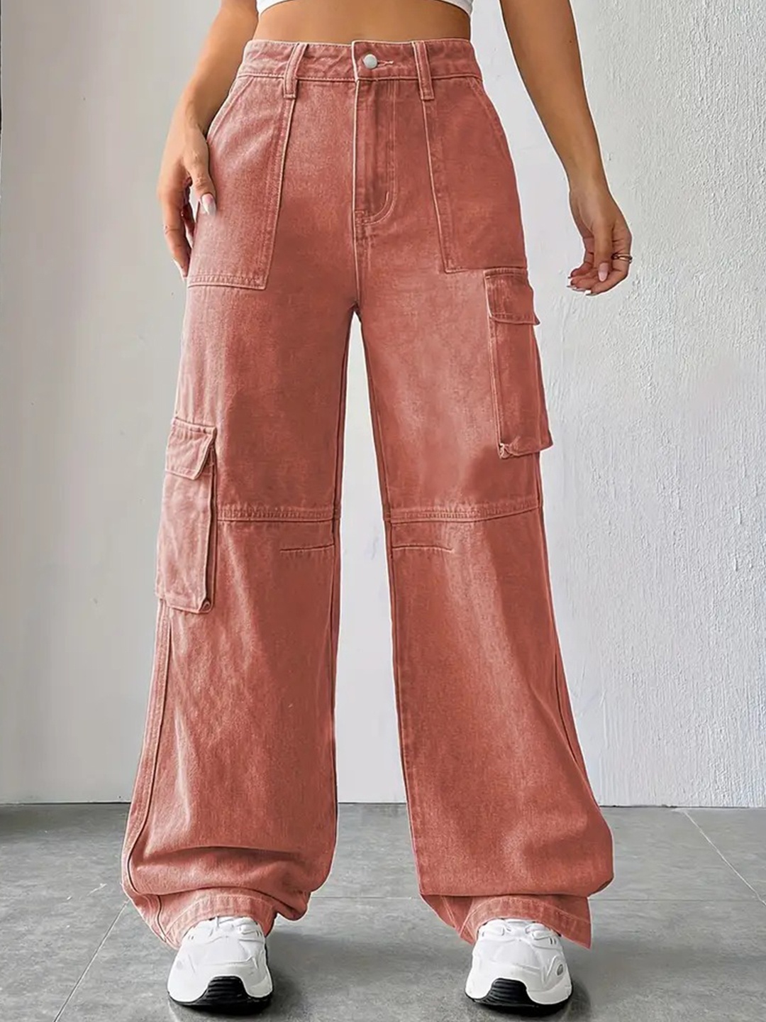 

BLACK SCISSOR Women Boyfriend Fit Clean Look Cotton Cargo Jeans, Rust