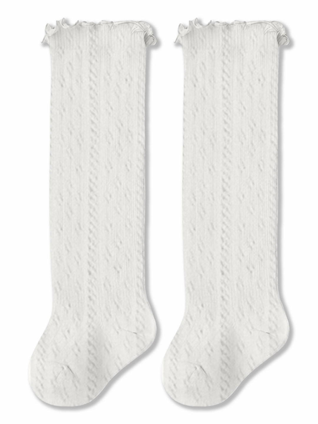 

BAESD Kids Patterned Cotton Calf Length High Socks, White