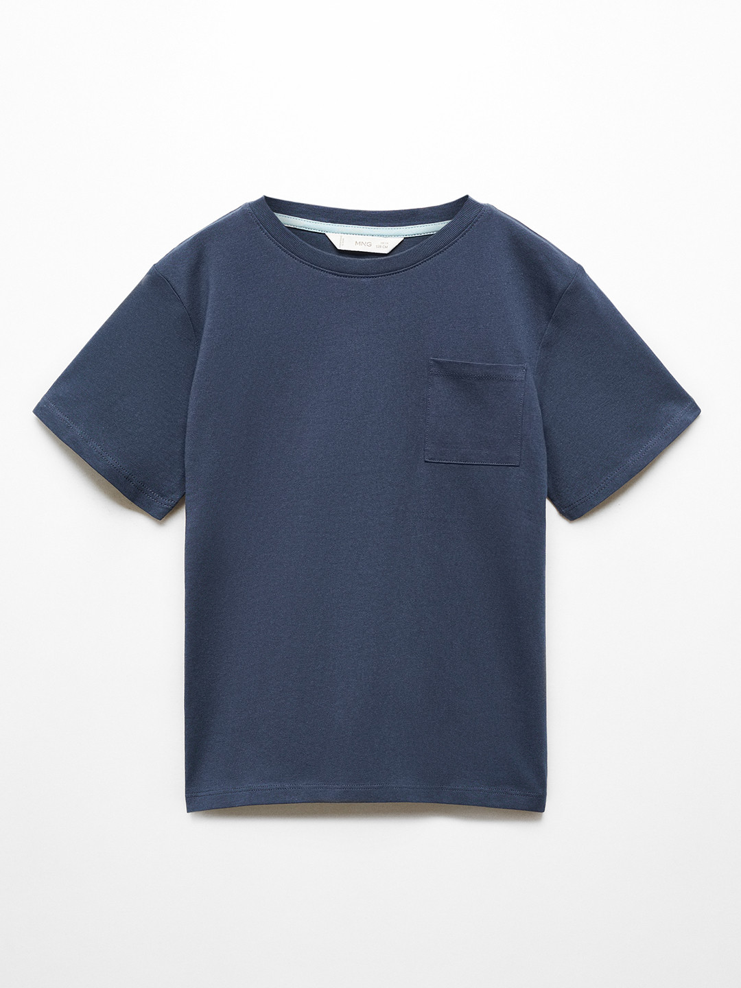 

Mango Kids Boys Drop-Shoulder Sleeves Pure Cotton T-shirt, Navy blue