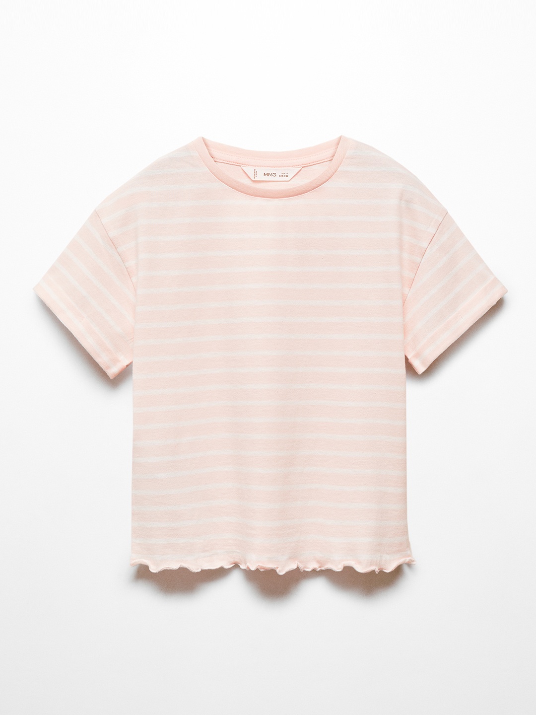 

Mango Kids Girls Pure Cotton Striped T-shirt, Pink