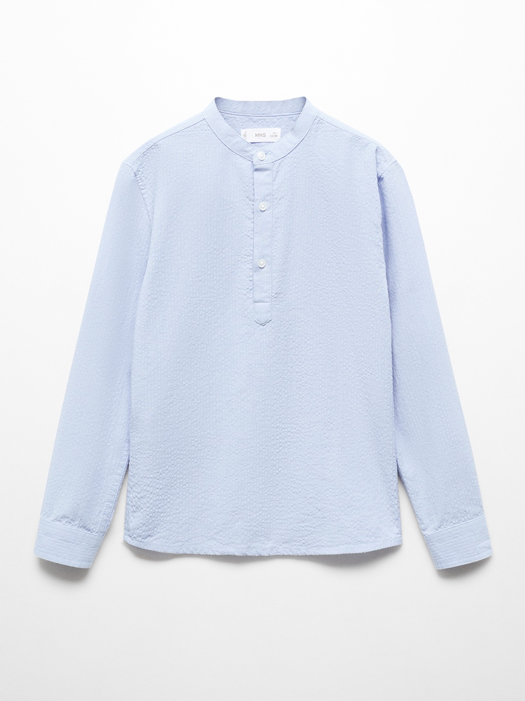 

Mango Kids Boys Cotton Seersucker Shirt, Blue