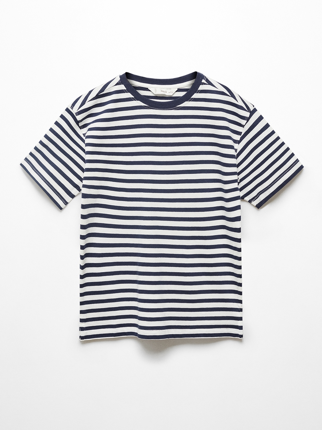 

Mango Kids Boys Striped Drop-Shoulder Sleeves T-shirt, White