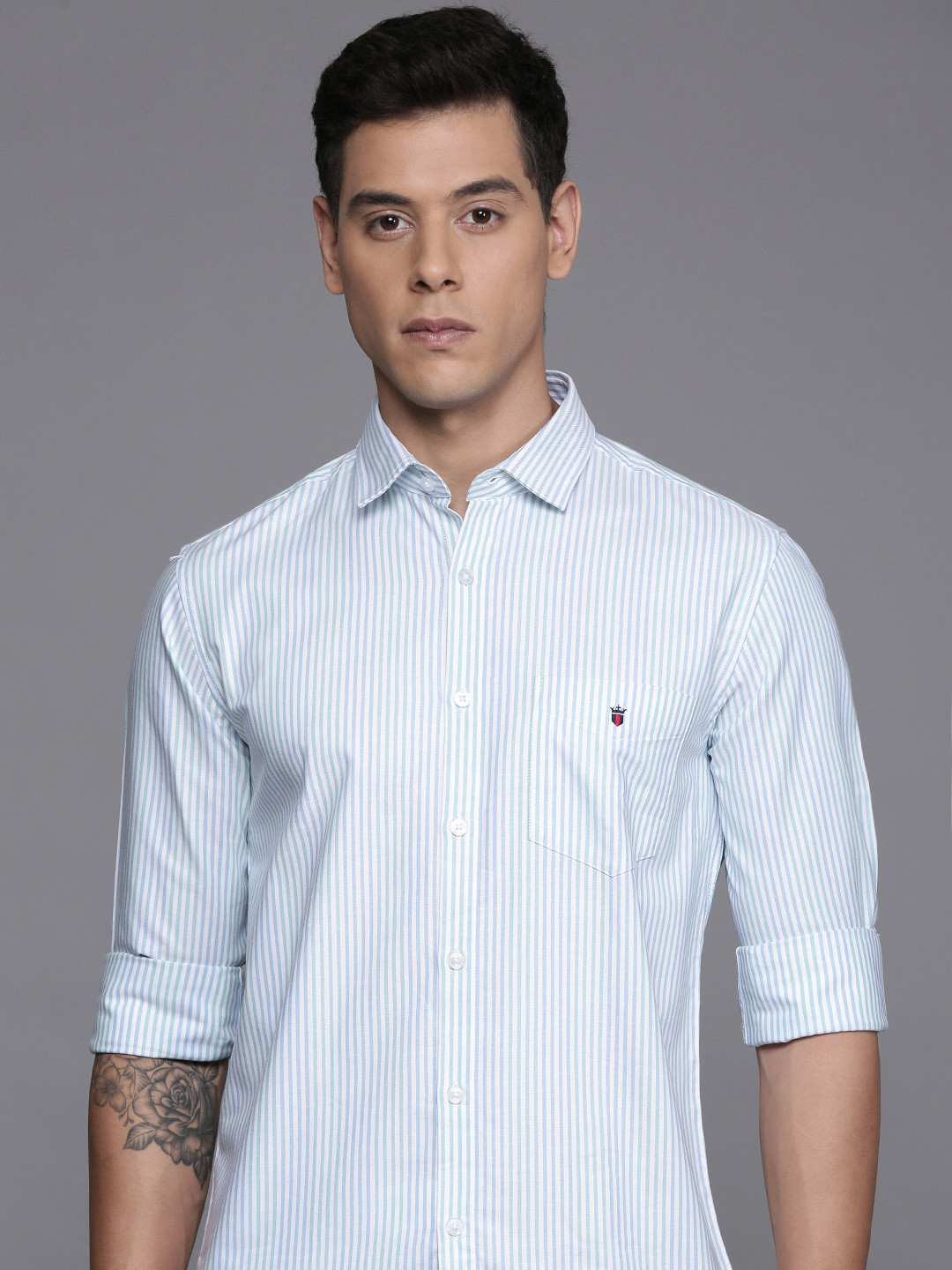 

Louis Philippe Sport Super Slim Fit Bengal Stripes Pure Cotton Shirt, White