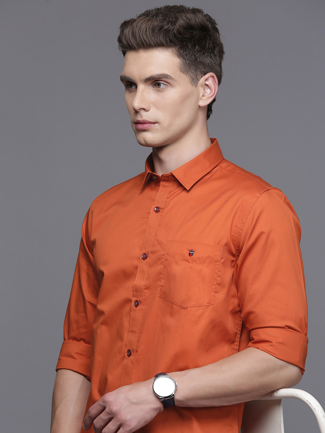

Louis Philippe Sport Pure Cotton Super Slim Fit Casual Shirt, Rust