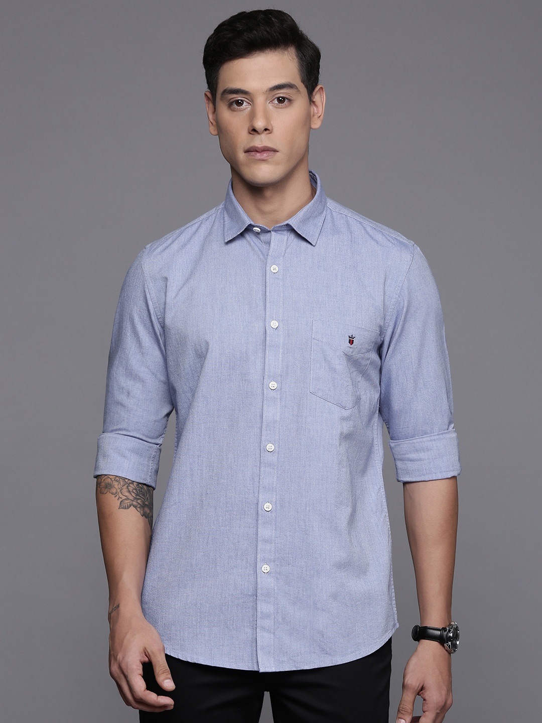 

Louis Philippe Sport Super Slim Fit Pure Cotton Shirt, Blue