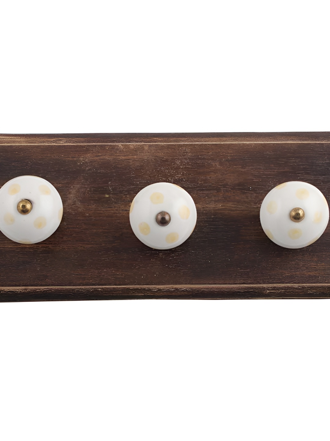 

Indianshelf White & Yellow Dot Design Wooden Wall Hook