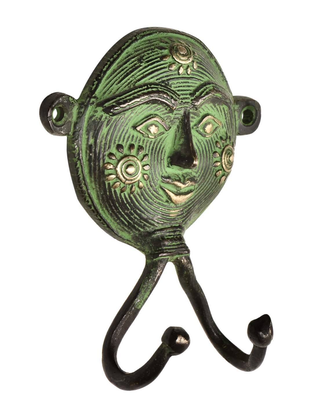 

Indianshelf Green & Black Tribal Woman Brass Wall Hook