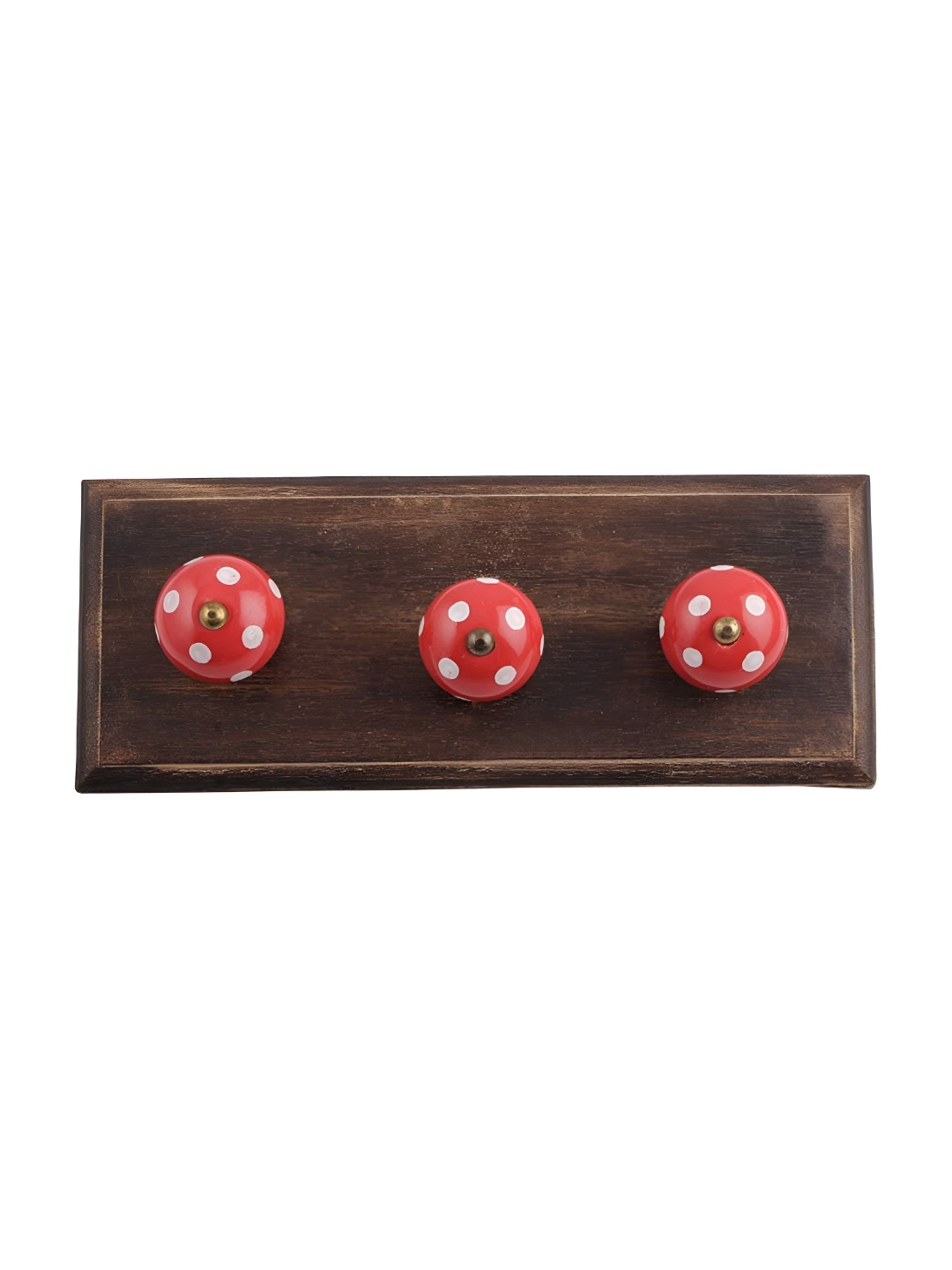 

Indianshelf Brown & Red Dot Printed Melon Rectangular Shaped Wooden Wall Hook