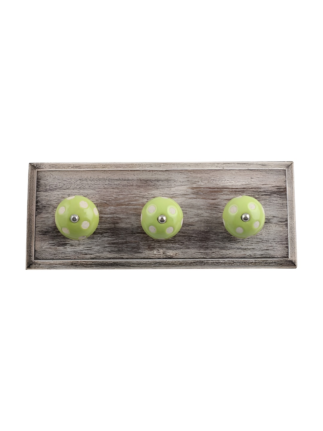 

Indianshelf Lime Green & White Floral Printed Melon Rectangle Shape Wooden Wall Hook