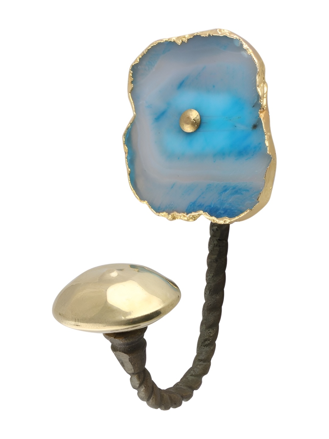 

Indianshelf Grey & Turquoise Blue Stone Shape Ceramic Wall Hook
