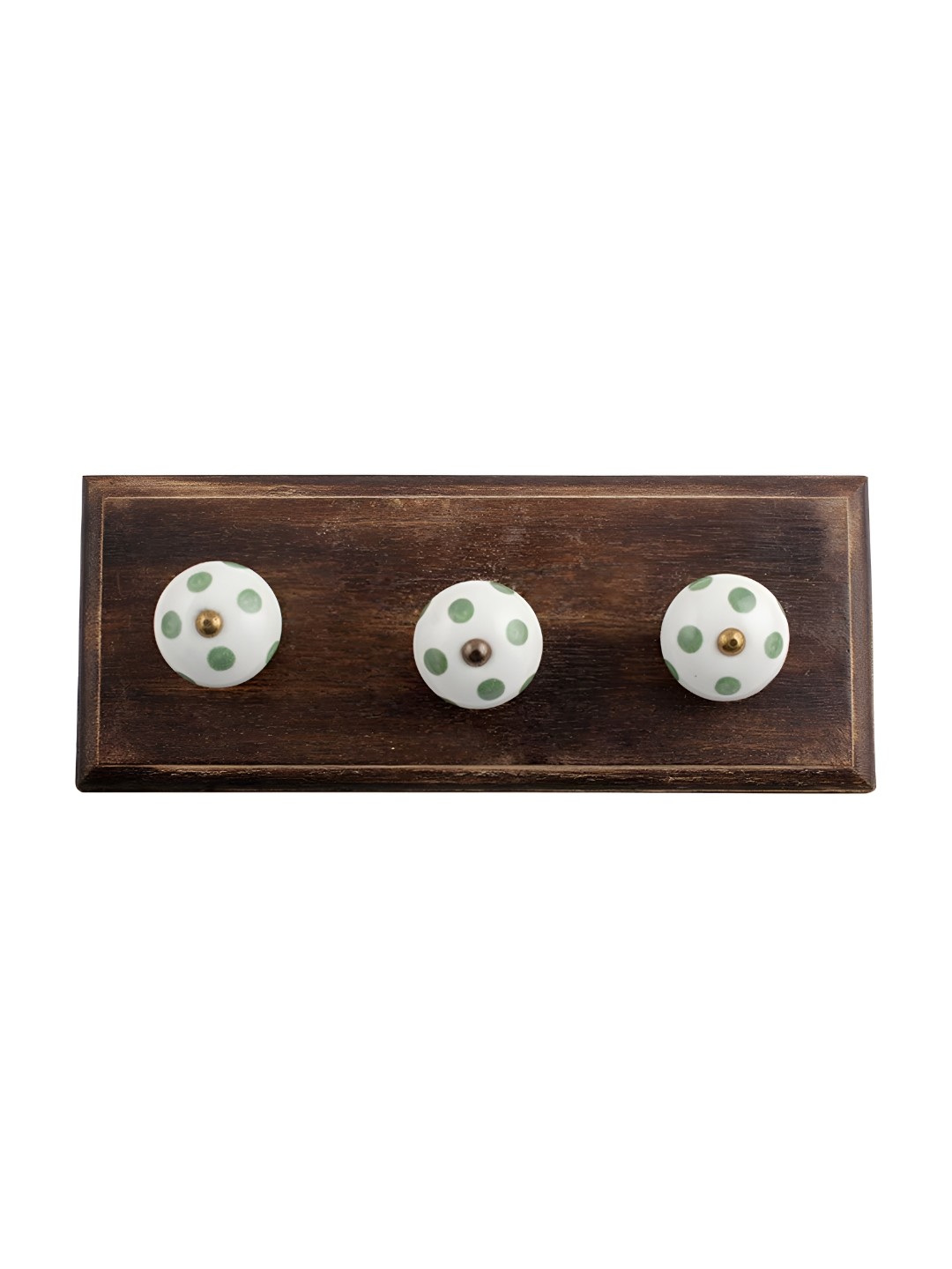 

Indianshelf Brown & White Dot Printed Melon Rectangle Shape Wooden Wall Hook