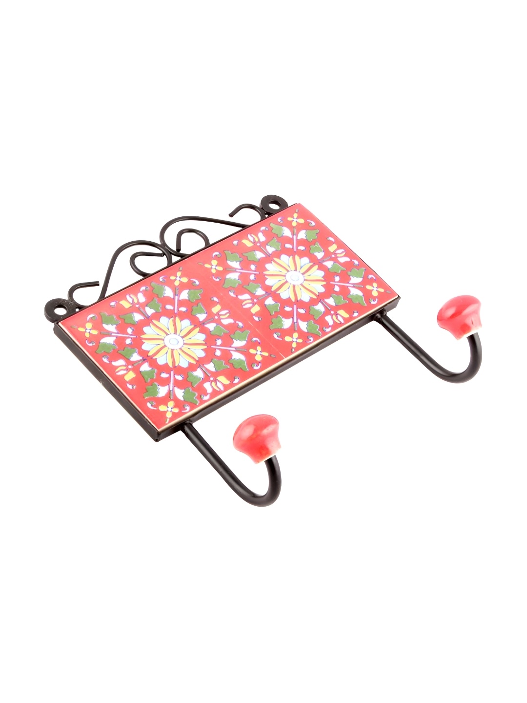 

Indianshelf Red & Black Floral Printed Wall Key Holder