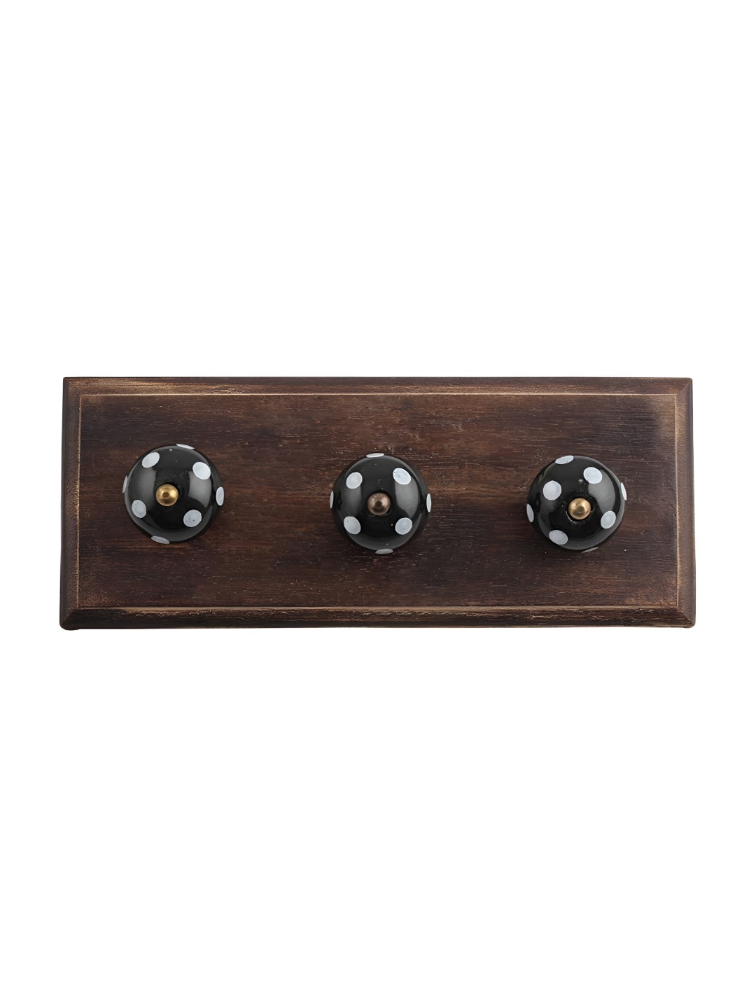 

Indianshelf Brown & Black Dot Printed Melon Rectangle Shape Wooden Wall Hook