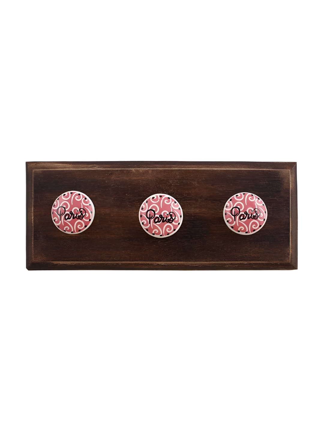 

Indianshelf Brown & Pink Floral Printed Melon Rectangle Shape Wooden Wall Hook