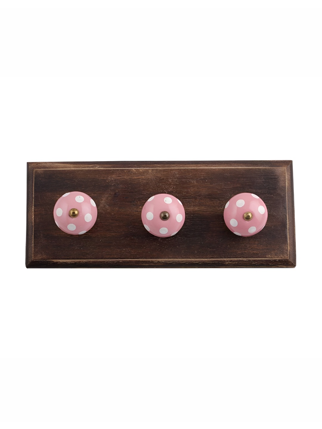 

Indianshelf Pink & White Dot Design Wooden Wall Hook Key Holder