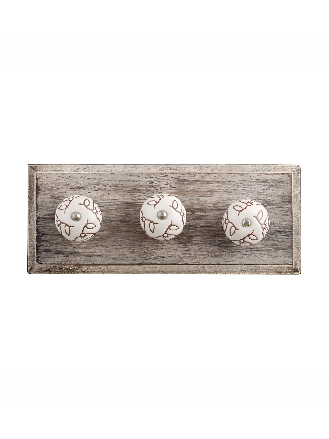 

Indianshelf White & Brown Etched Printed Wall Key Holder