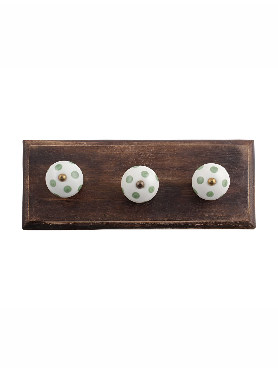 

Indianshelf White & Green Dot Printed Wooden Wall Hook