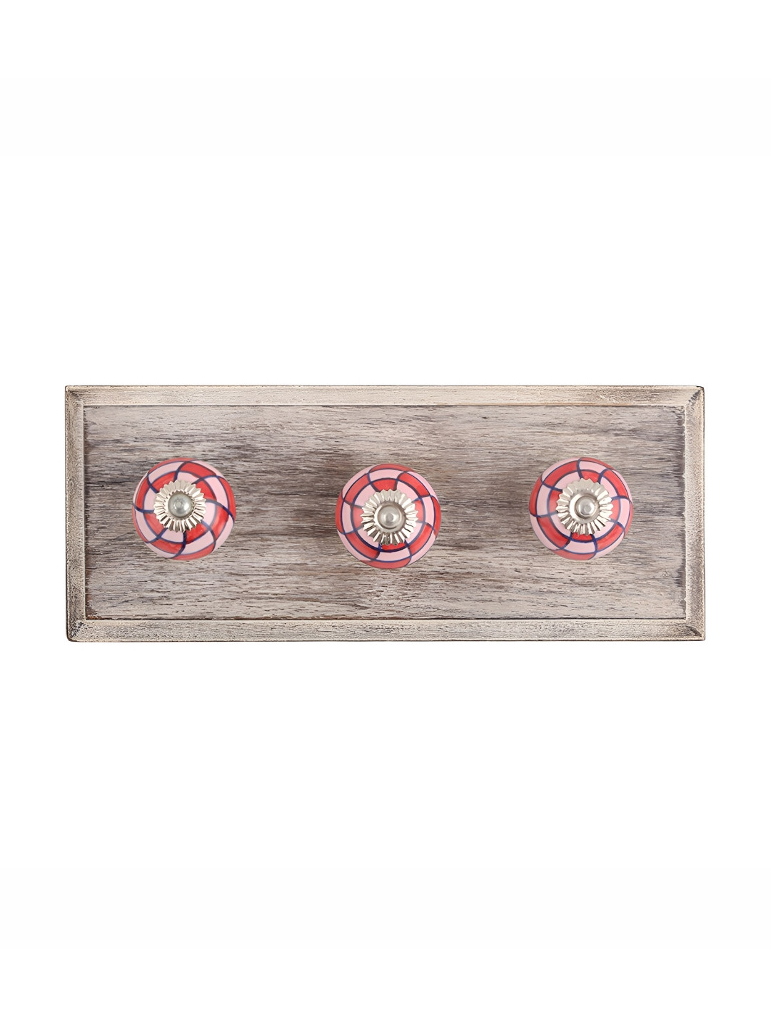 

Indianshelf Pink & Brown Wooden Checked Wall Key Holder
