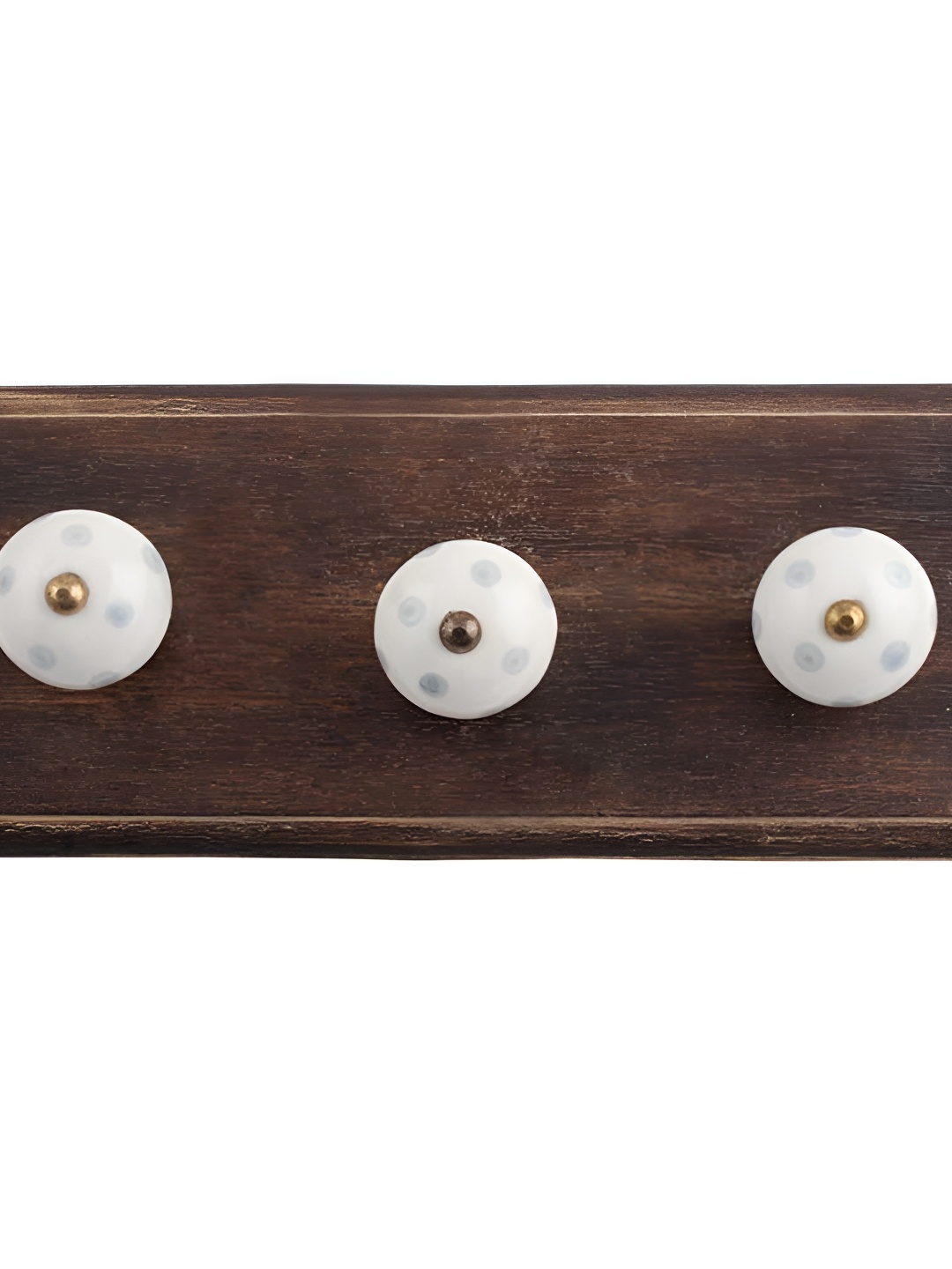 

Indianshelf White & Brown Dotted Printed Wooden Wall Key Holder