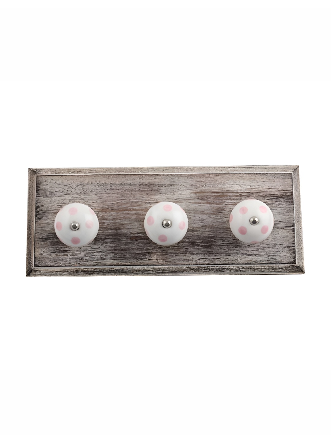 

Indianshelf Brown & White Dot Printed Melon Rectangle Shape Wooden Wall Hook
