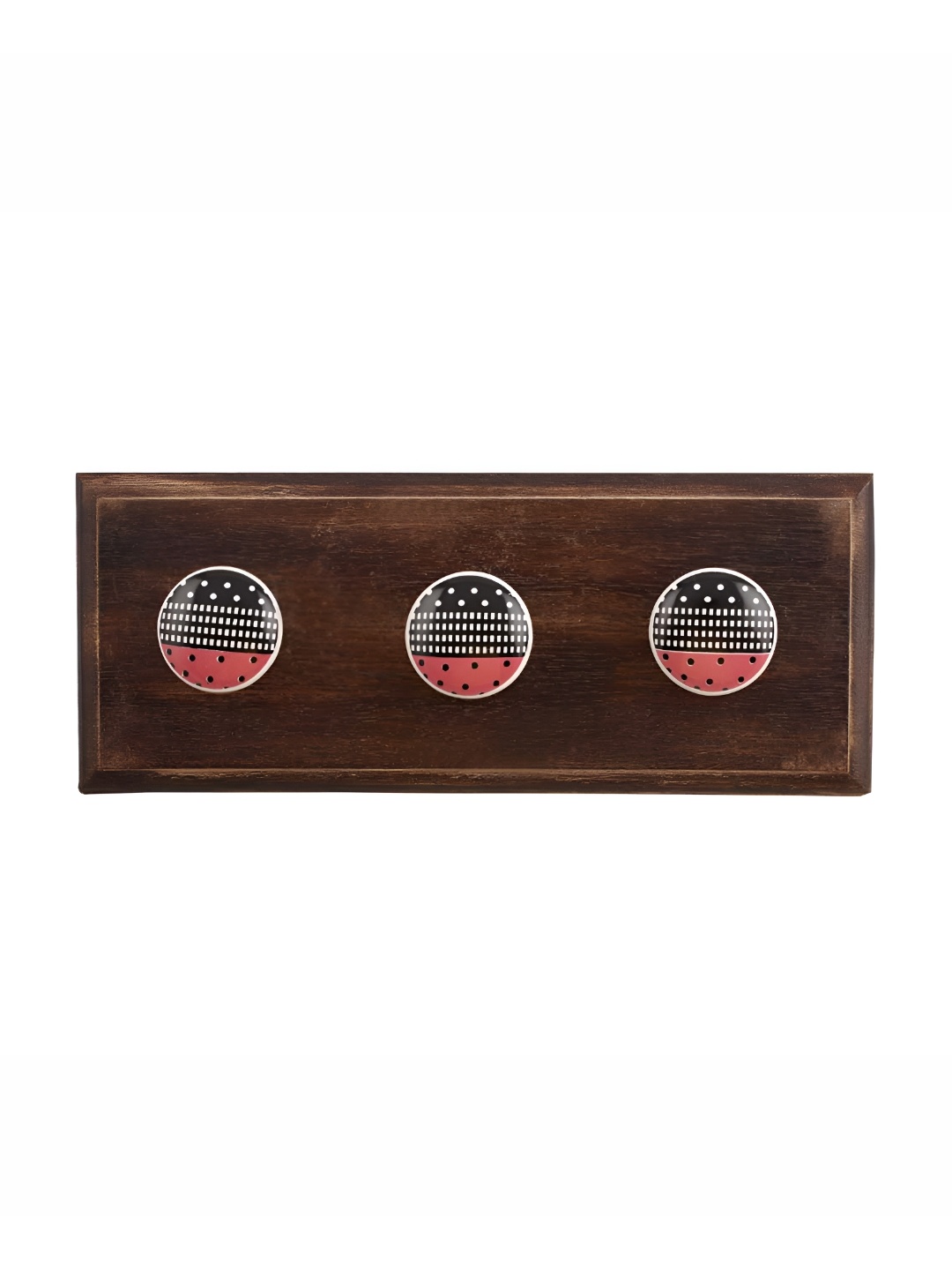 

Indianshelf Black & Red Printed Wooden Wall Hook
