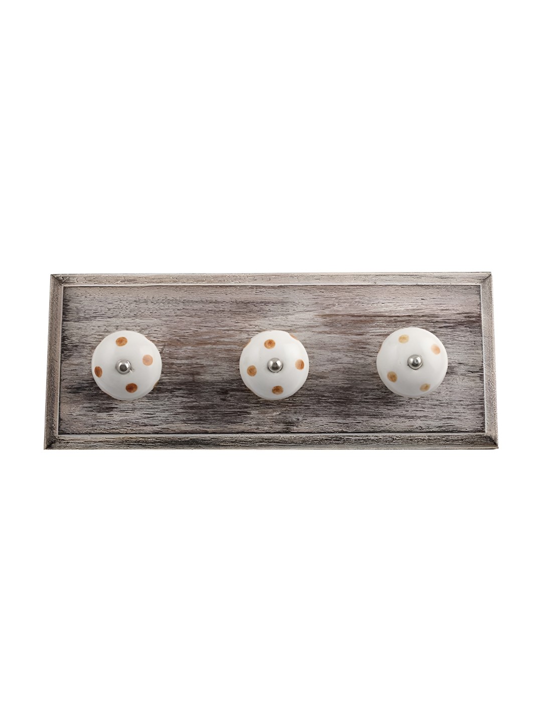 

Indianshelf White & Mustard Yellow Dot Printed Wooden Wall Hook